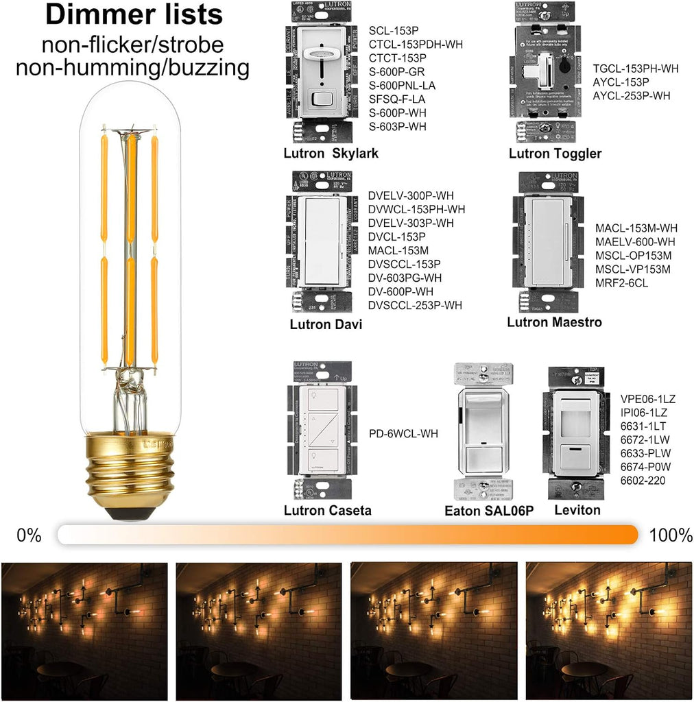 T10 E26 Led Bulb 60 watt,Dimmable,Soft White Light Bulbs,2700K