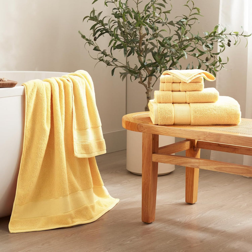 Bath Towels Set 6 Piece, 100% Turkish Cotton Luxury Towels | 650GSM Super Soft Highly Absorbent and Quick Dry Durable