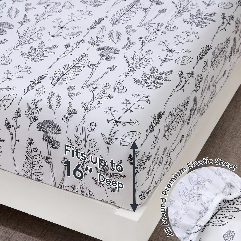 100% Natural Cotton Percale Sheets Set, King Size 4 PC, Breathable&Durable Hotel Quality Bedding, 16" Deep Pocket