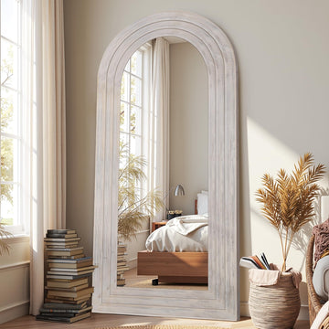 Full Length Mirror with Solid Wood Frame, 71"×32" Wall Mounted Oversized Floor Mirror with Stand, Leaning Standing