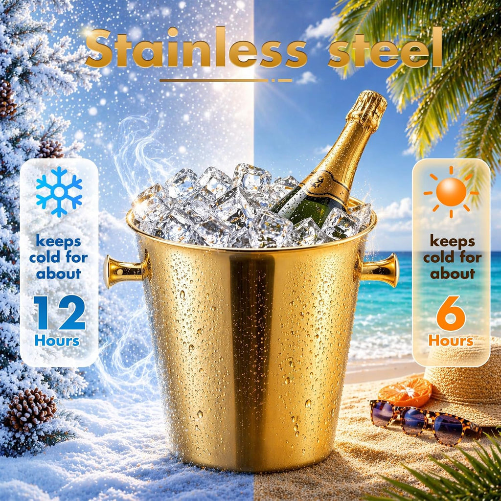 1 Pack Ice Bucket with Stand Champagne Bucket 5l 12lb Stainless Steel Beverage Tub 3ft Wine Bottle Chiller Holder