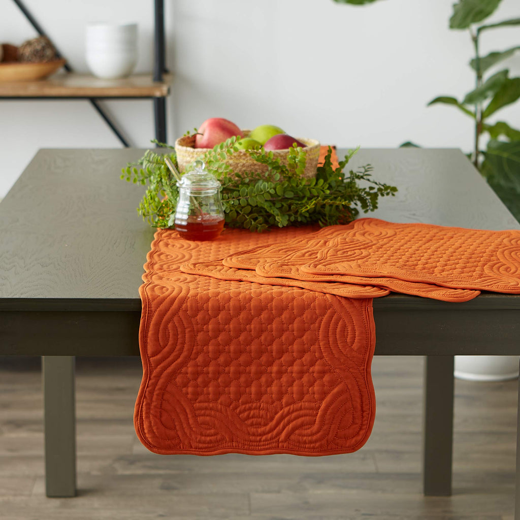 Quilted Farmhouse Collection Tabletop, Placemat Set, Pumpkin Spice, 6 Piece