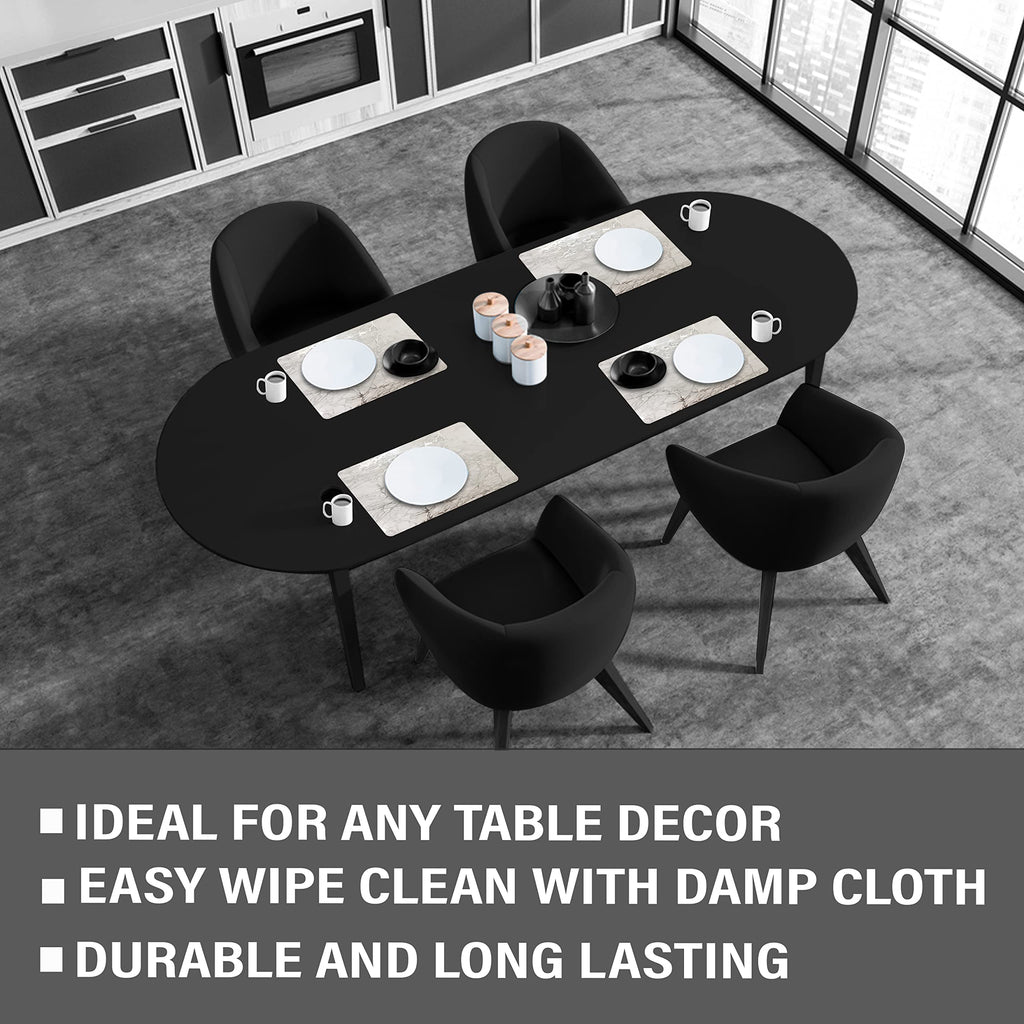 Foiled Granite Thick Cork Heat Resistant Dining Table Placemats Set of 2, 12" x 18" Rectangle, Marbled Silver, 2