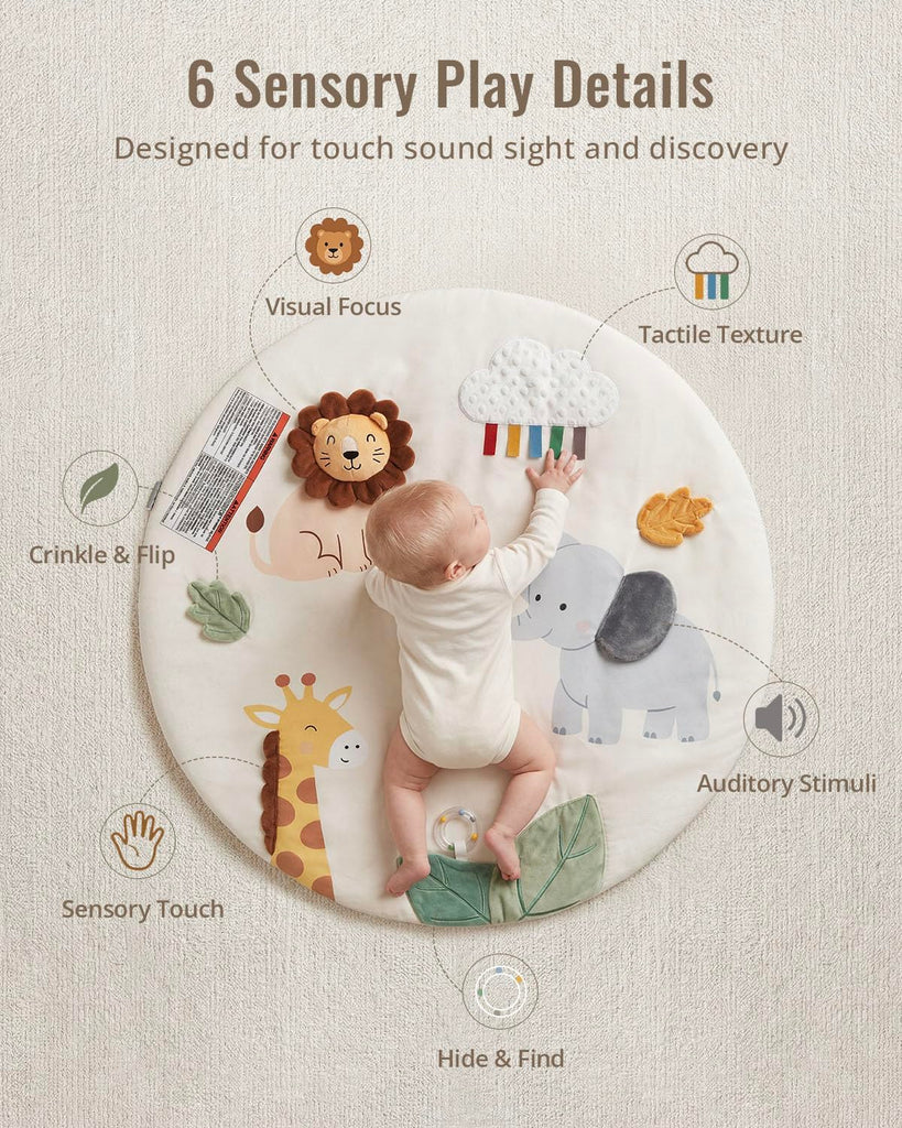 Play Gym Activity Mat, Wooden Tummy Time Mat Playmat