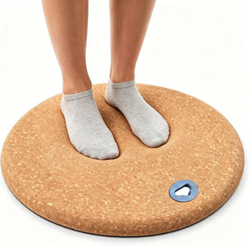 19inch Standing Desk Mat,Round Design Cushioned Cork Anti Fatigue Floor Mat | 0.7" Thick Built‐in Handle, Round Cork