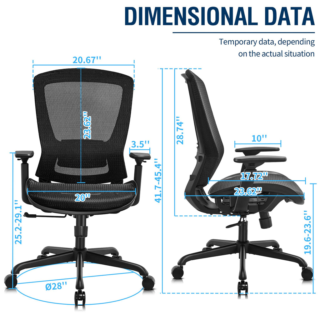 Inspired Aeron Style Ergonomic Mesh Office Chair — Black, Breathable Mesh Seat & Back