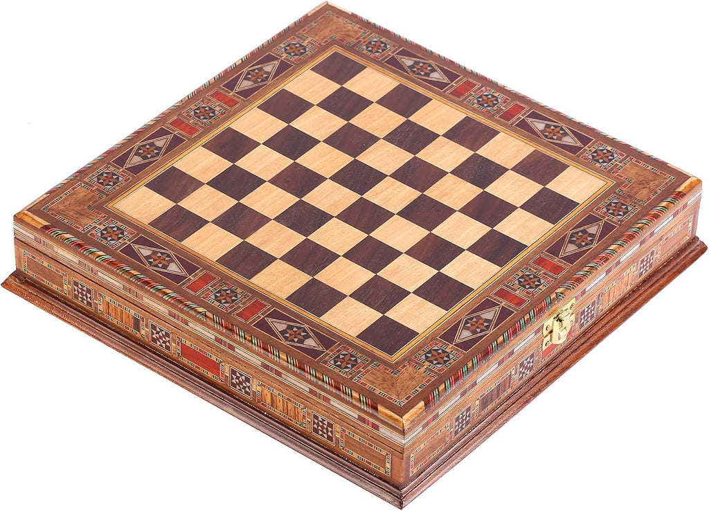 Historical Egypt Pharaoh Figures Metal Chess Set for Adults, Handmade Pieces and Natural Solid Wooden Chess Board