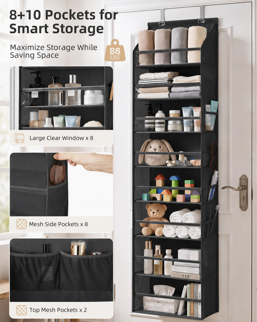 Over Door Organizer Hanging Shelves Large Clear Deep Pockets