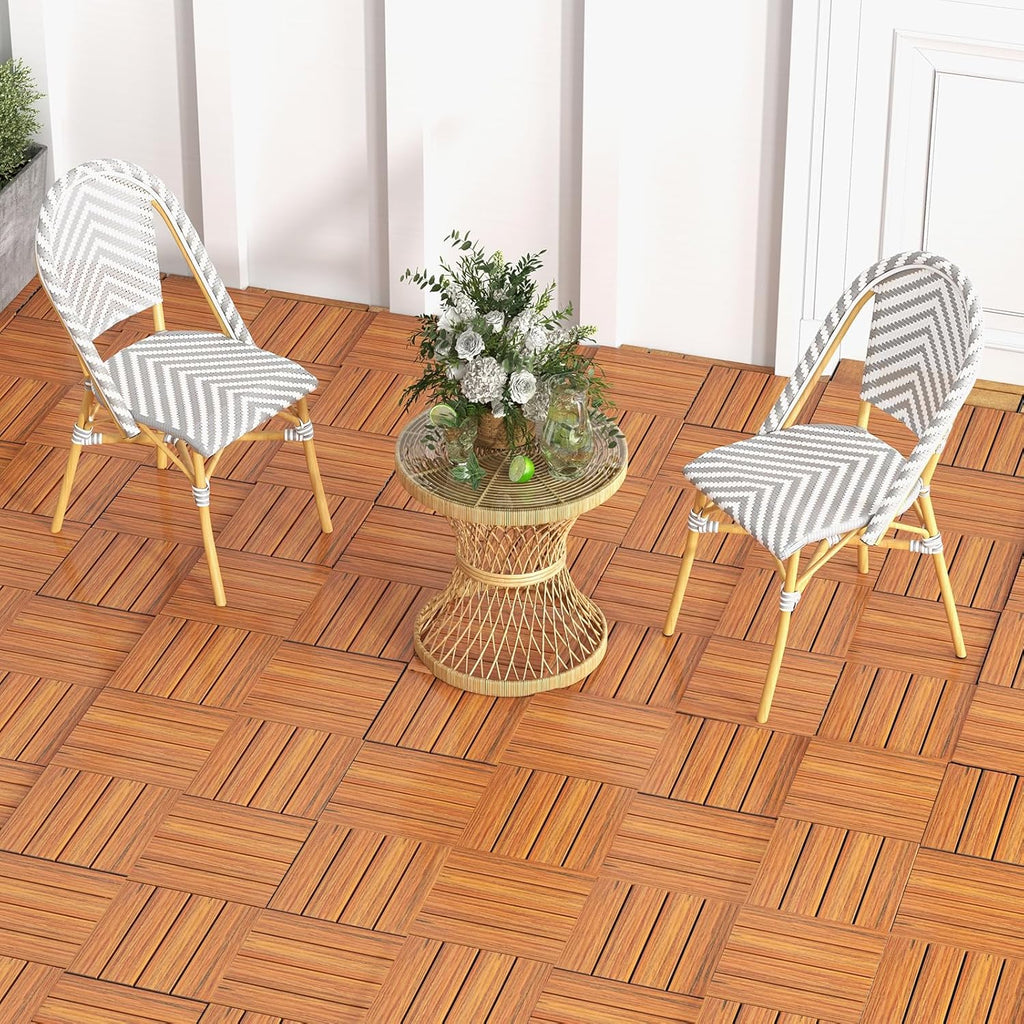 18 Pack Interlocking Deck Tiles - 18 sq.ft Weatherproof Composite Outdoor Flooring Covering, 12" x 12" Patio Decking