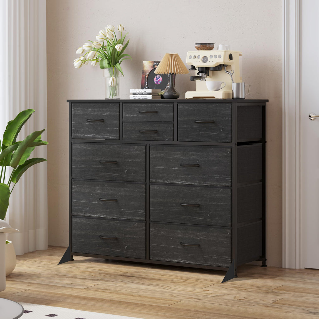 10 Drawers Dresser, Chest of Drawers for Closets, Black
