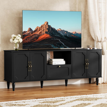 Vintage TV Stand for 75 inch TV, Black TV Console