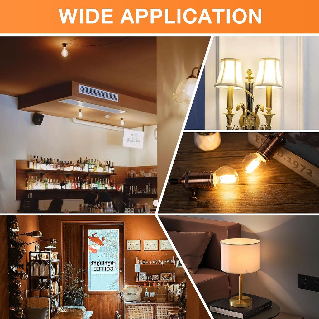 Dimmable E26 G16.5 LED Edison Globe Light Bulb 4W Equivalent 40 Watt