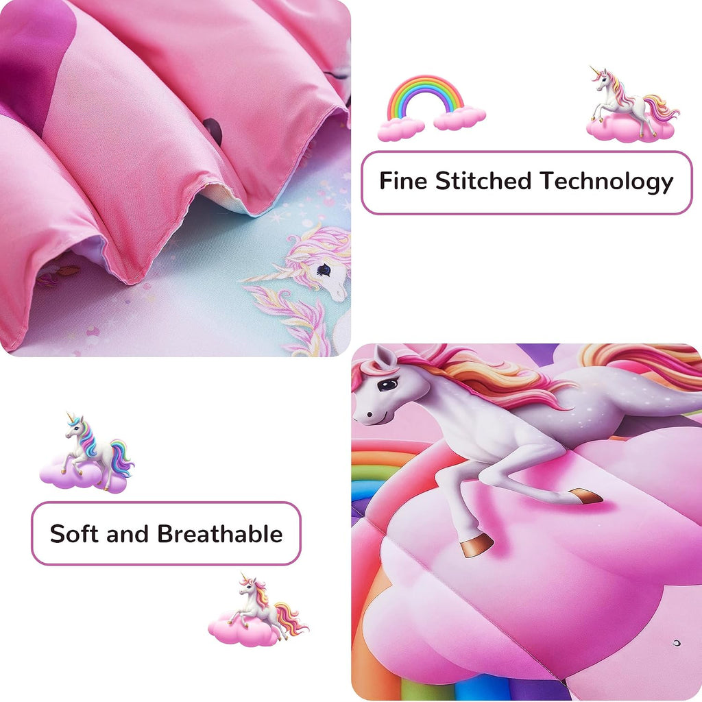 Kids Full Bedding Sets for Girls, Soft Full Comforter Set with Sheets, 7 Pieces Microfiber Bed in a Bag, White