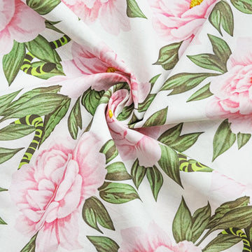 57.48" Wide Floral Printed Fabric by the Yard, Cotton Fabric for Sewing, DIY Crafting Fashion Design, Washable