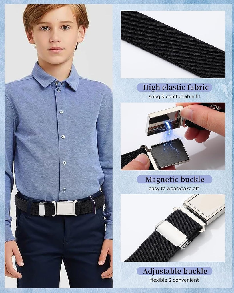 Kids Boy Magnetic Belts Adjustable Easy to Use Elastic belt for Boy Girl