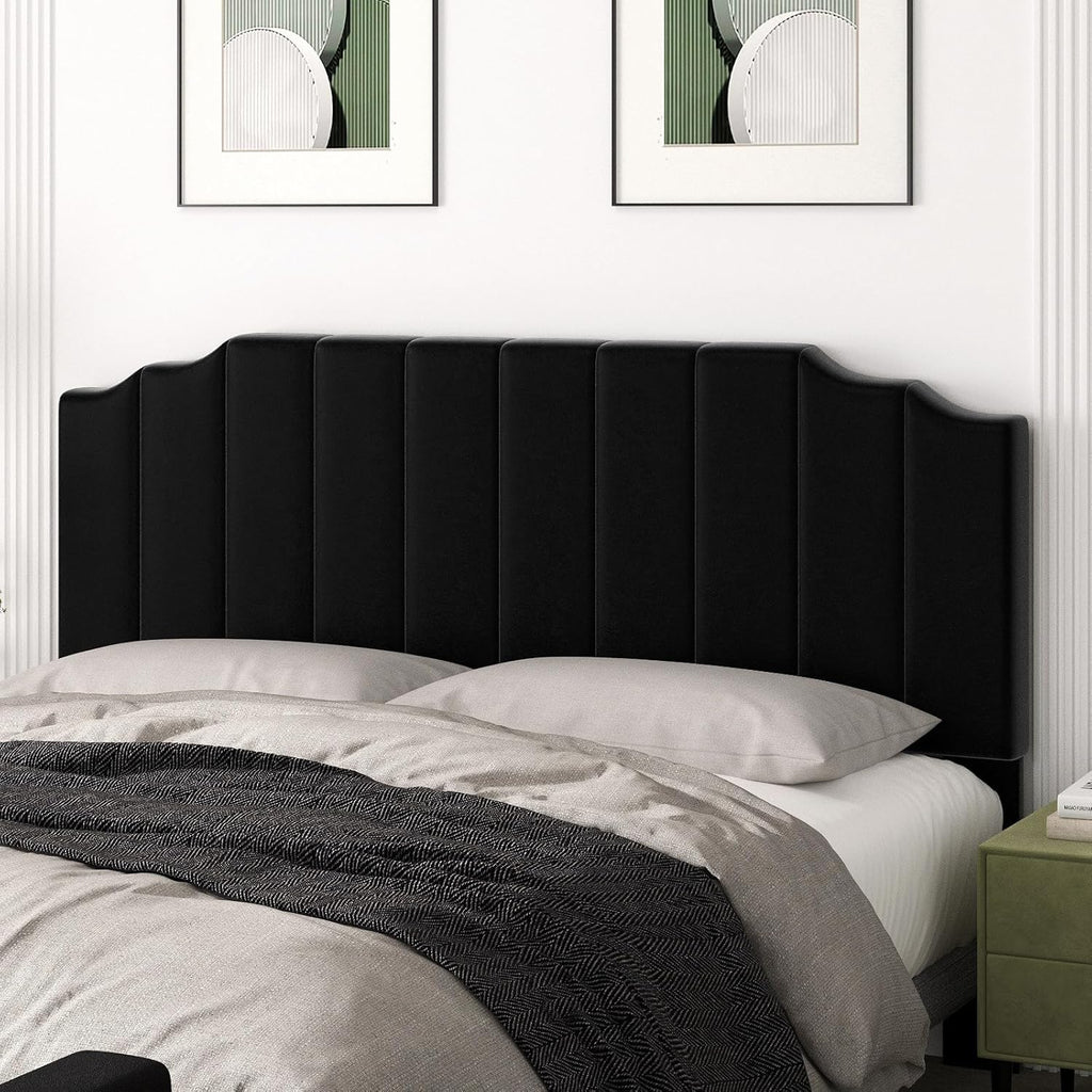 King Headboard Only, Velvet Wall Mounted Headboard King for Adjustable Bed Modern Upholstered Head Board Easy Assembly