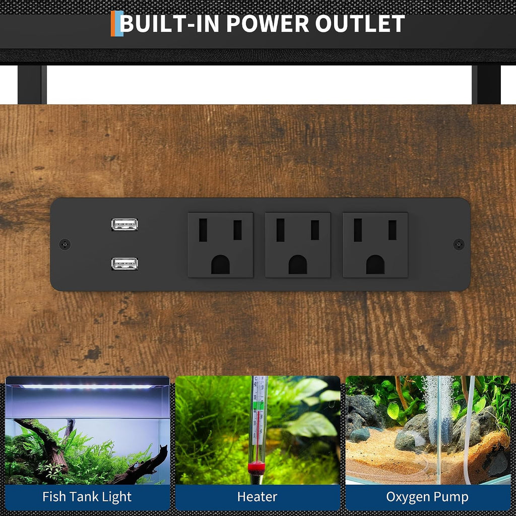 20-29 Gallon Aquarium Stand, 600LBS Heavy Duty, Power Outlet