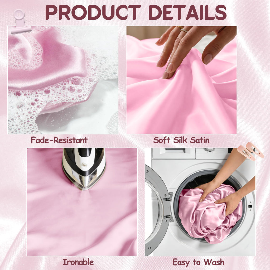 8 Pack Pink Satin Tablecloth 58 x 102 Inch Overlay Seamless Design