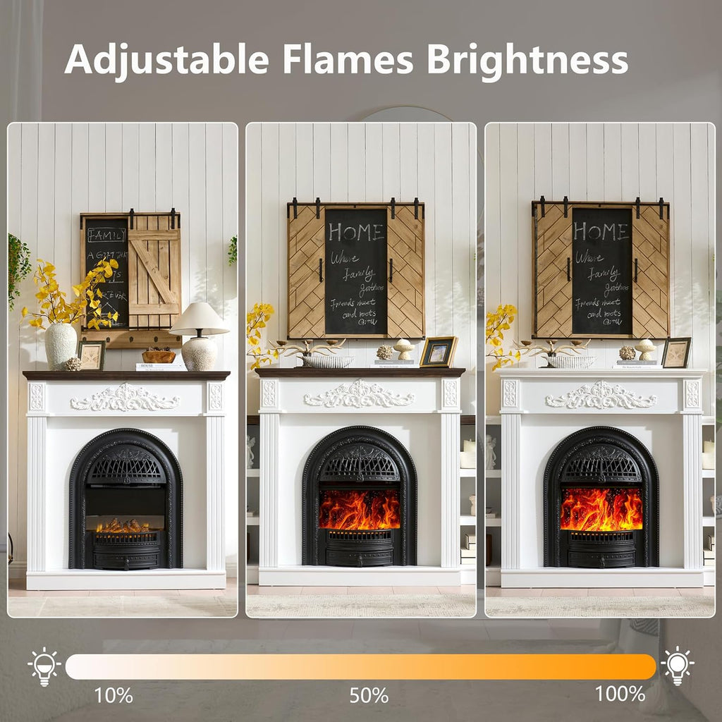 45" Birdcage-Style Electric Fireplace with Mantel, 46" Tall Fireplace TV Stand, Farmhouse Entertainment Center with