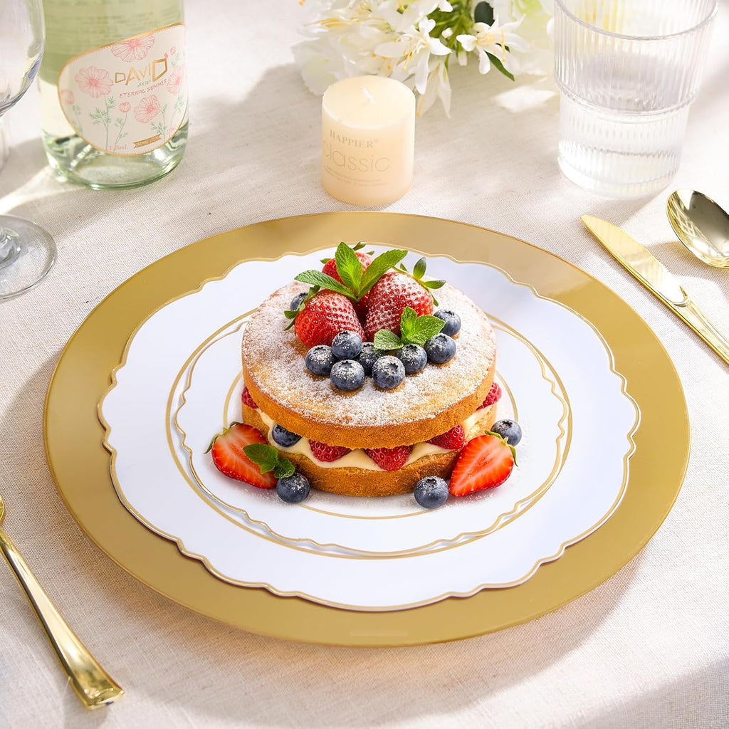 Inch Gold Plastic Charger Plates - Set of 100