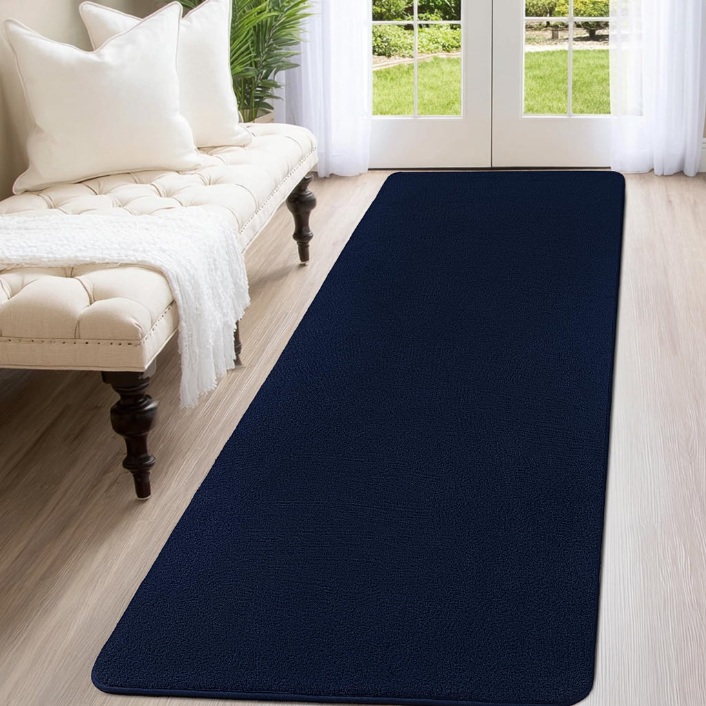 Navy Blue Runner Rug, Modern Non Slip Kitchen Runner