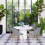 FurnitureR Upholstered Velvet Dining Chair Mid Back Armless with Wood Legs for Home Kitchen Bedroom Living Room