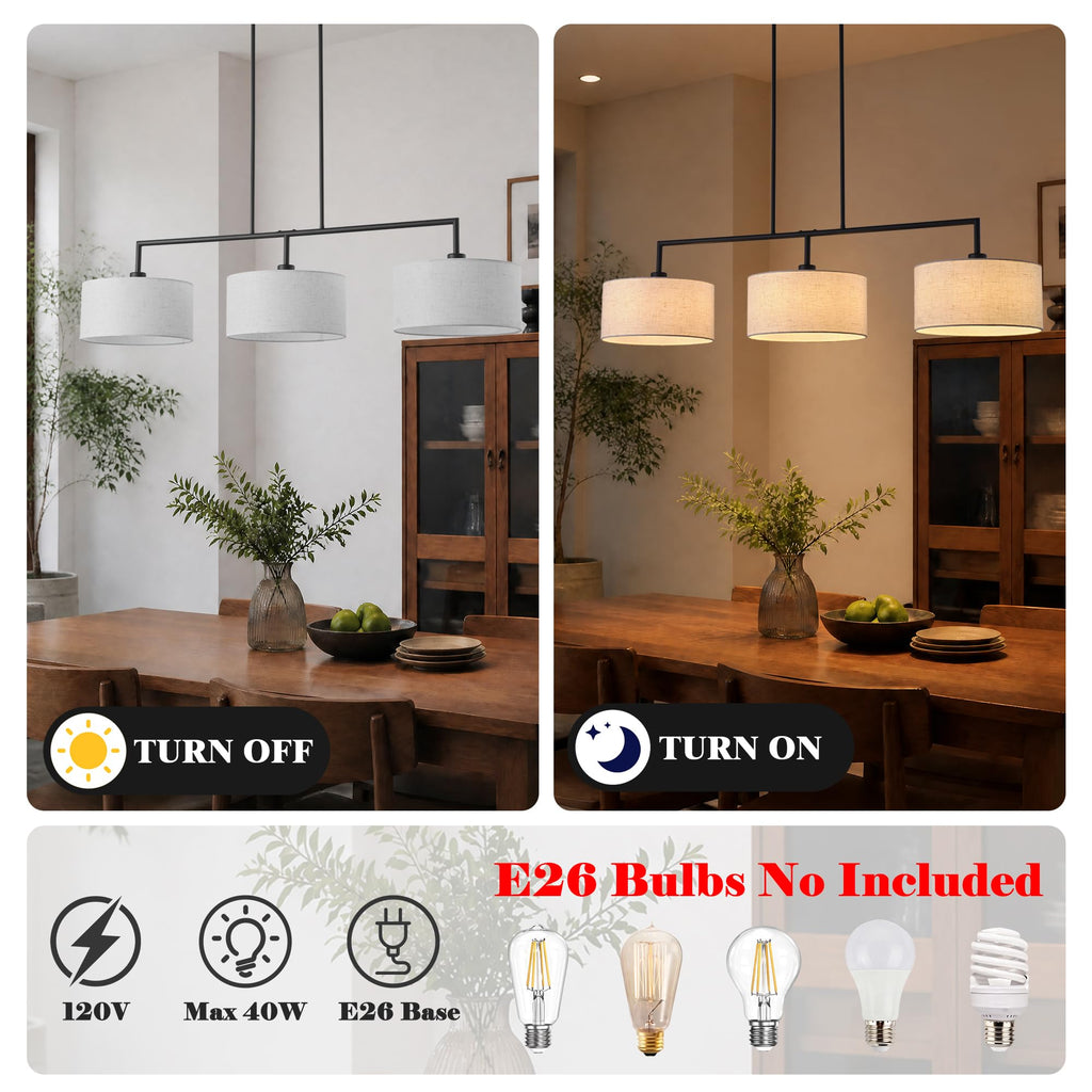 Linear Chandeliers, Black Kitchen Island Lighting 47.24in