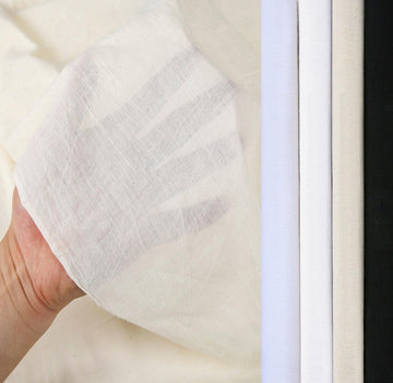 Cotton Voile Fabric Muslin Sheer Gauze Lawn Material Superior Luxury Handle, Black White and Natural Ecru, Dressmaking