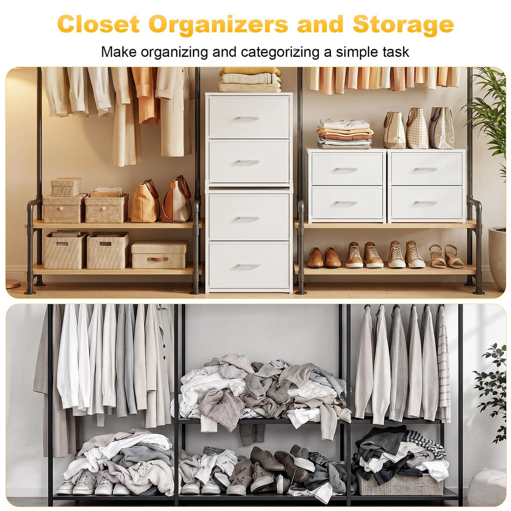 Stackable Storage Drawers, Closet Drawers, White
