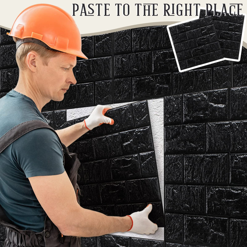 60 Pcs 58 Sq ft 3D Wall Panels Peel and Stick, Black