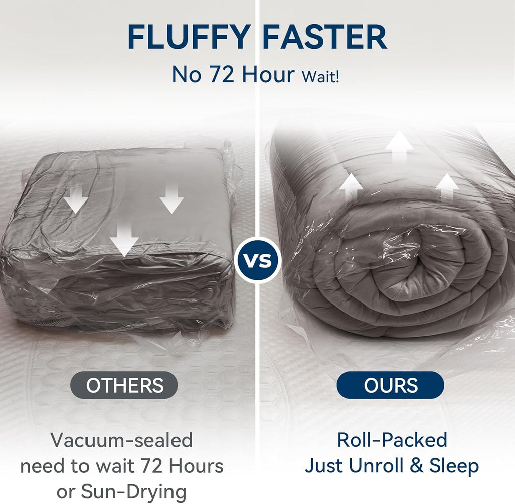Dual Layer 5 Inch Memory Foam Mattress Topper King Size, 2 Inch Gel Memory Foam Plus 3 Inch 1450 GSM Down Alternative