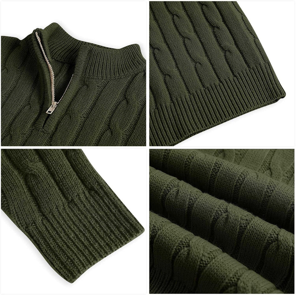 Toddler Boys Sweater Baby Twisted Cable Knit 1/4 Zip Sweaters