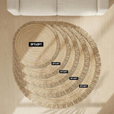 Hand Woven Jute Round Rug, Natural, Reversible Boho Entry Area Rugs