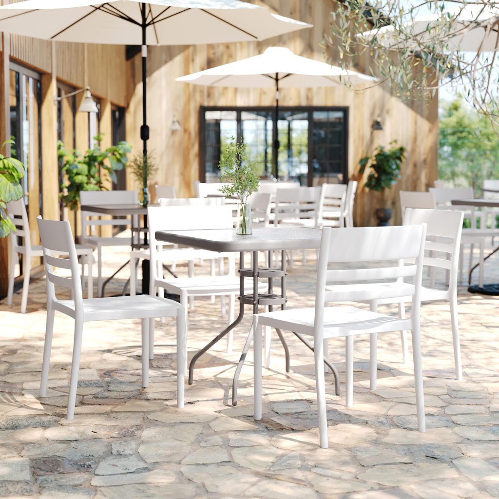 Resin Indoor/Outdoor Stackable Chair, White, 4-Pack
