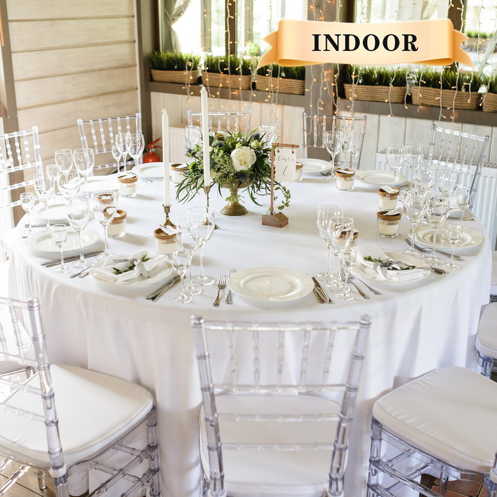 90 Inch Round Tablecloth Fit 30-72 Inch Tables, White 6 Pack Circle