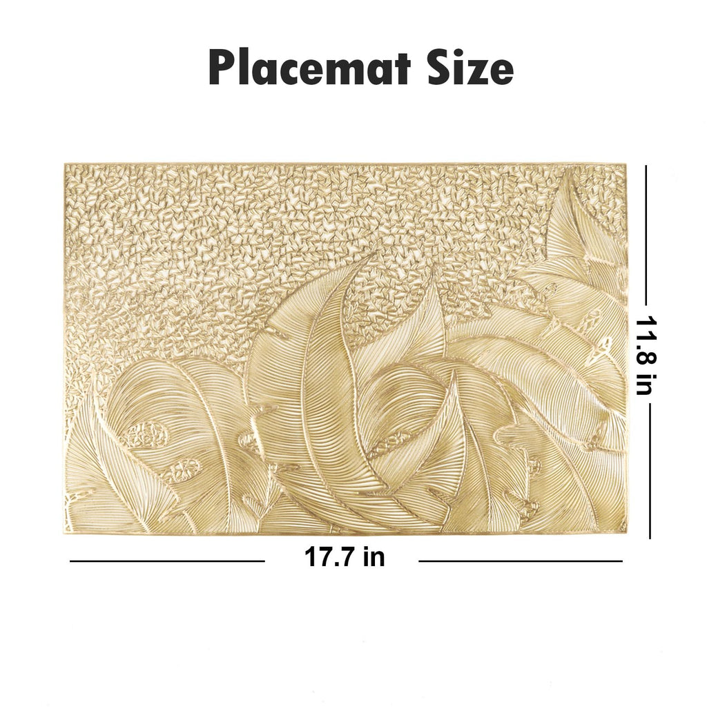 Gold Placemats Set of 6 Wipable Rectangular Table Place Mat Bulk