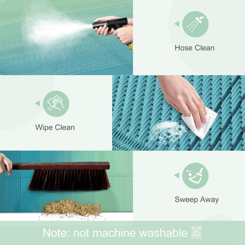 Ombre Outdoor Rug Waterproof, Plastic Straw Outside Rug, Camping Rugs for Outside RV, Large Outdoor Area Rug