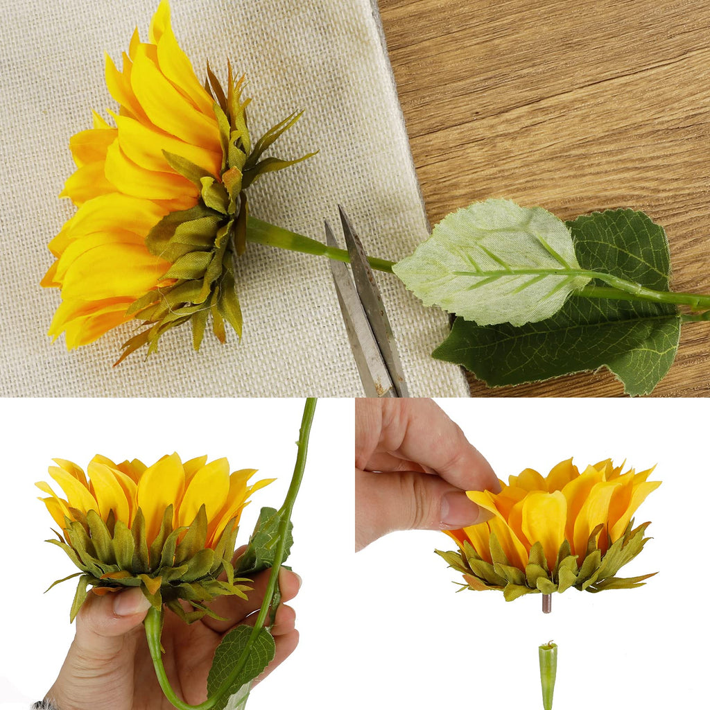 10pcs Sunflowers Artificial Flowers with Long Stem Fake Sunflowers Bulk Fall Decoration for Wedding Home Birthday