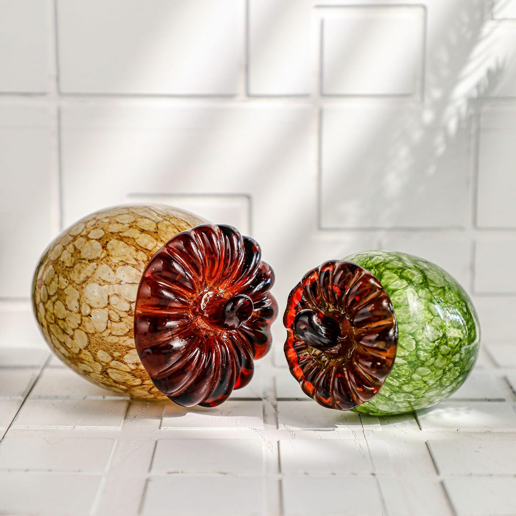 Hand Blown Glass Acorn Figurines, Crystal Acorns for Decorations