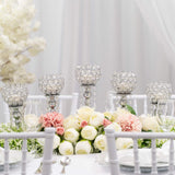 Quintette Candle Holder 5-Arm High Gloss Metallic Metal Tabletop Chandelier with Crystal Dangles, Candelabra, Candle