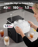 Nugget Ice Maker Countertop with Handle, Ready in 4 Mins, Max 40lbs/24H, Chewable Ice, Self-Cleaning, Portable Sonic