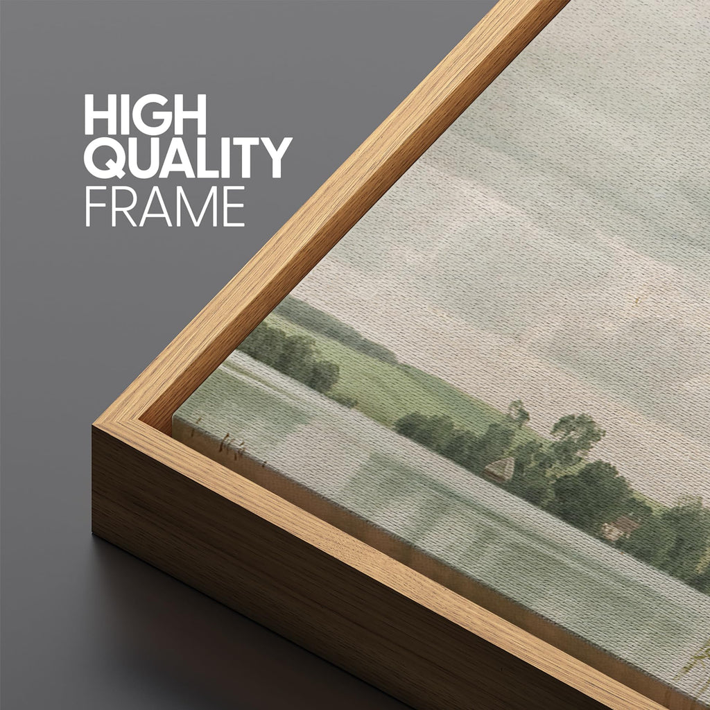Extra Large Framed Canvas Print Wall Art Tranquil Fields Pastoral Landscape Antique Retro Fine Art Illustrations