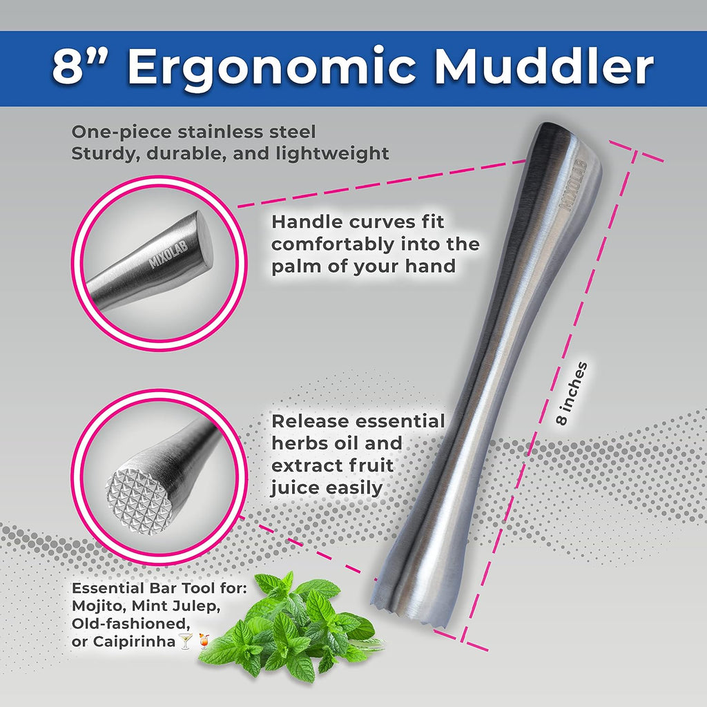 Bar Tool Set, Premium 6-Piece Bartender Tools - Effortlessly Mix Cocktails After a Long Day - Includes Jigger - Set of 6