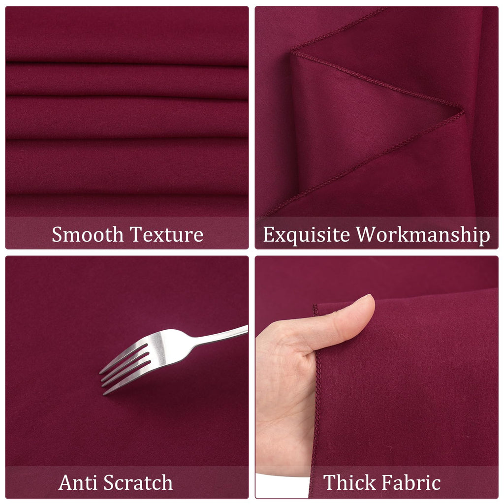 8 Pack Premium Burgundy Tablecloth 60 x 102 Inch, Rectangle Table Clothes for 6 Foot Rectangle Table Washable