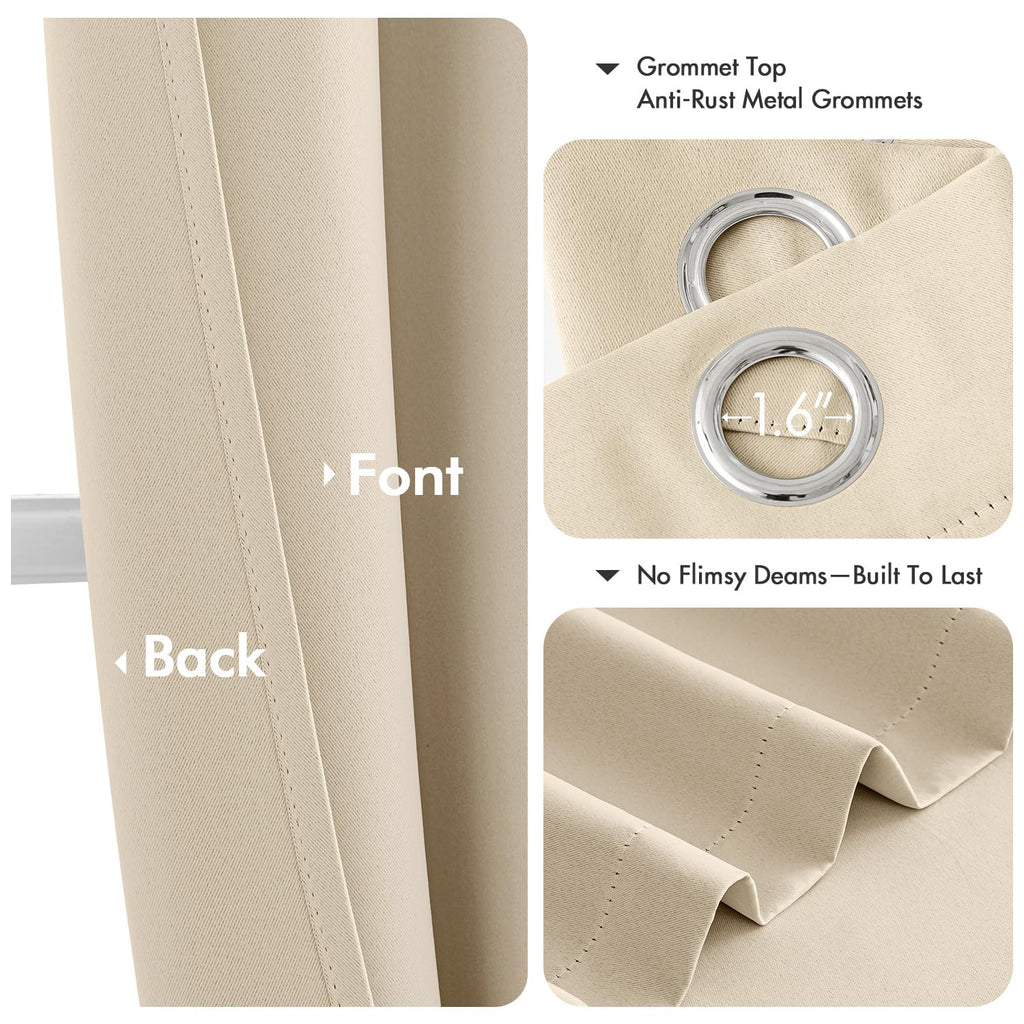 Blackout Curtains 2 Panels 50 x 84 Inch Long Cream Beige