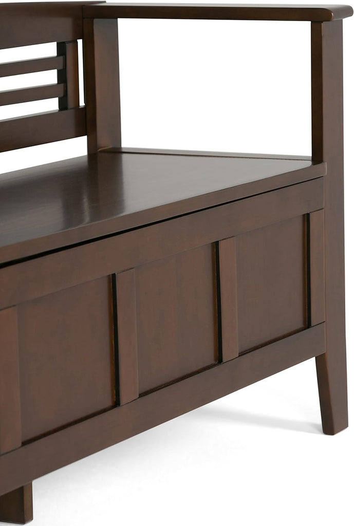 Adams Entryway Storage Bench - 48 inch Wide Solid Wood Hallway Seat in Rustic Medium Brown, Contemporary Bench with