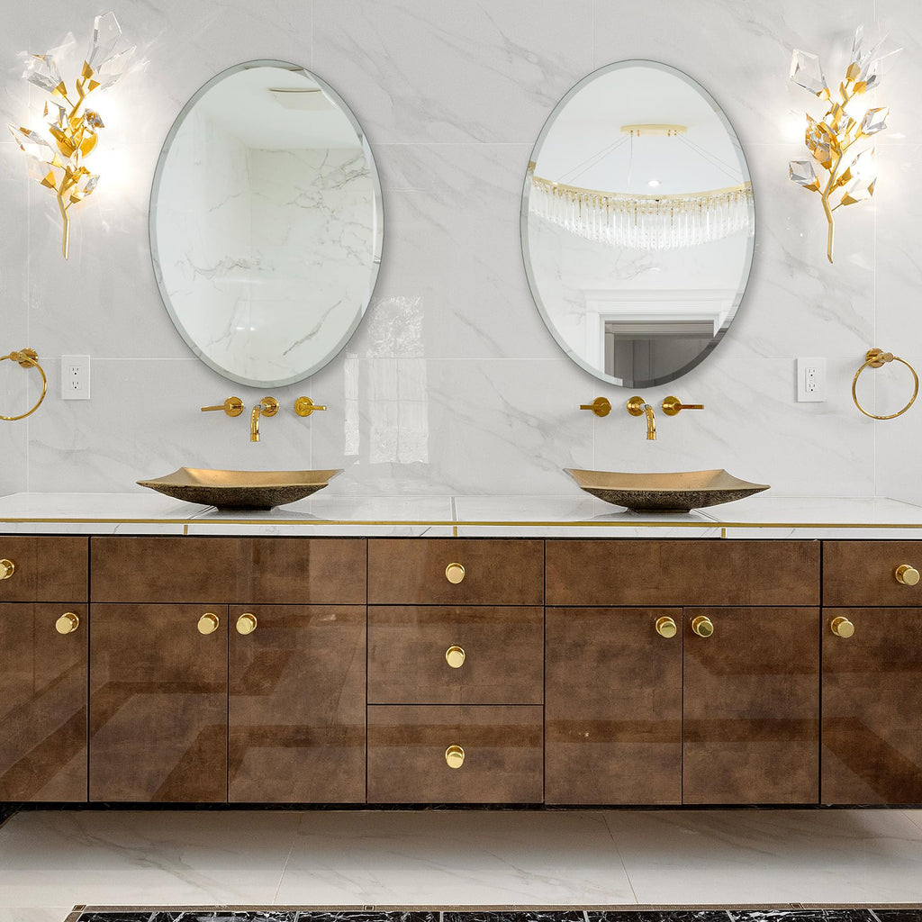 Bathroom Mirror for Over Sink 24" x 36" Oval Frameless Wall Mirror