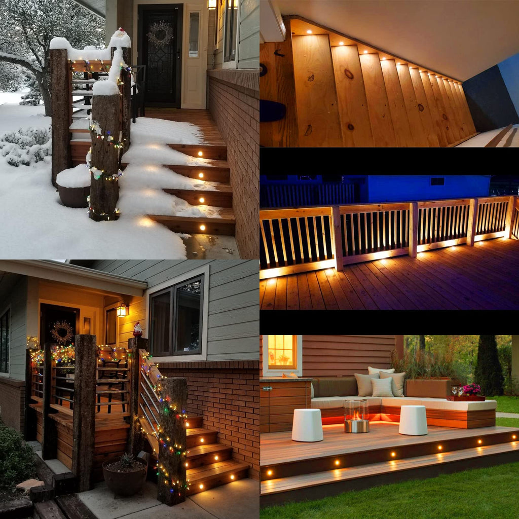 LED Deck Light Kits Warm White, 1.22" Recessed Step Light 16 Pack