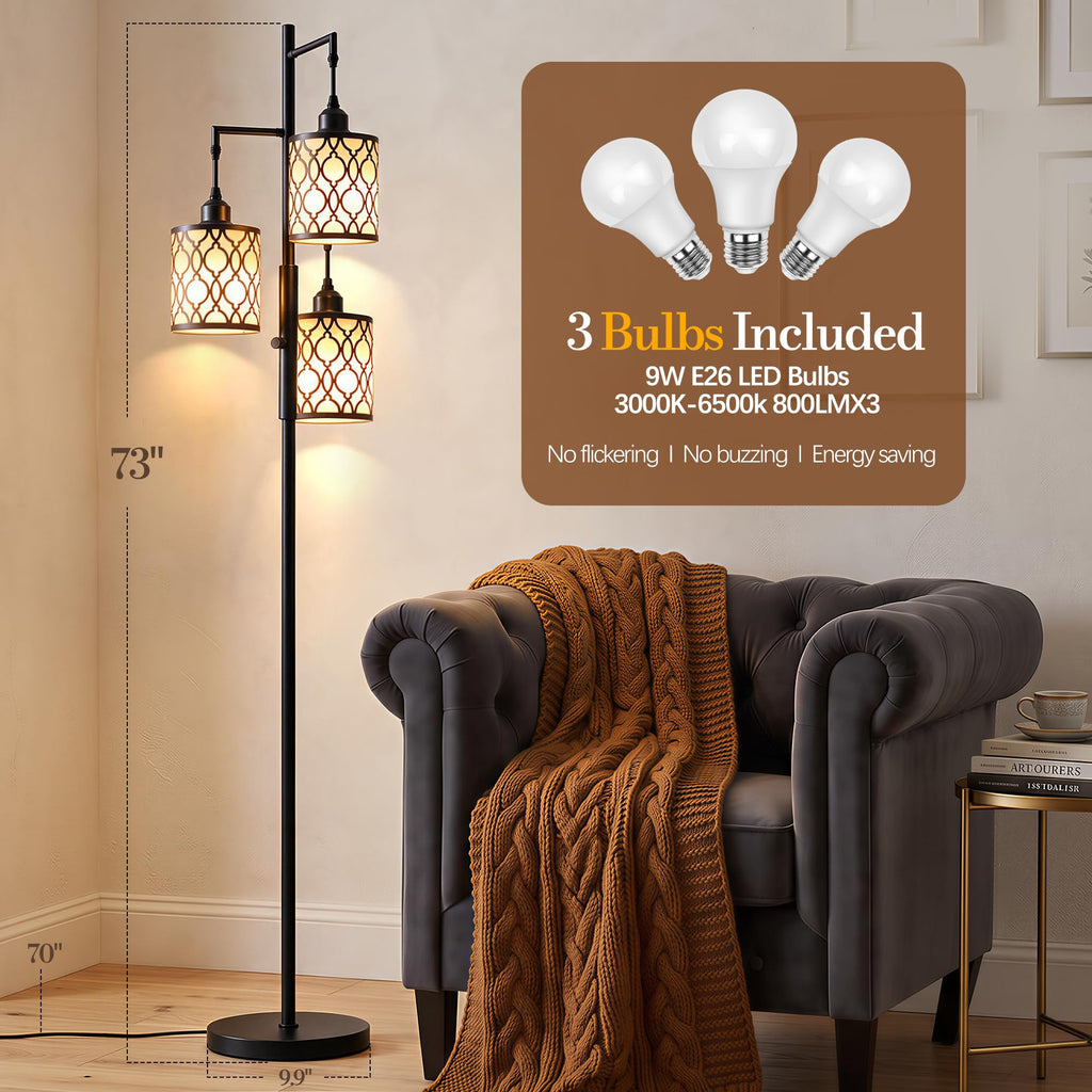 73" Dimmable Floor Lamps, Standing Lamp with Remote, Black