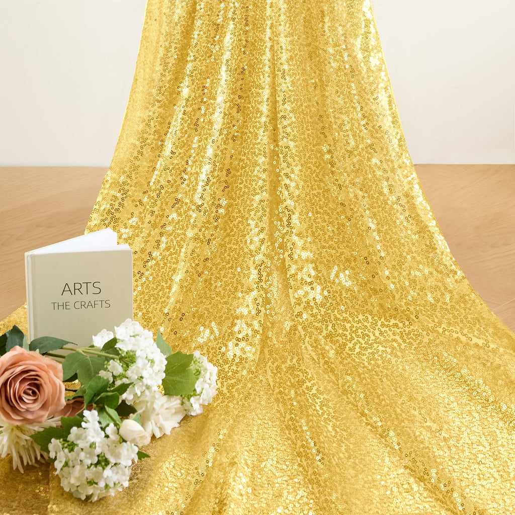 Half Yard Gold Sequin Fabric, 48 Inch Width
